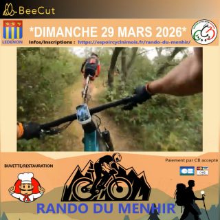 Nous sommes heureux de vous accueillir le dimanche 29 Mars, à Ledenon, pour la 8eme édition de notre rando du Menhir
-4 parcours VTT/VAE
-1 parcours Gravel
-1 parcours pédestre
*Ravitos sur les parcours et à l'arrivée
*Buvette et petite restauration sur place
*Paiement par CB accepté
Inscriptions en ligne à partir du 1er Mars sur notre site : https://espoircyclnimois.fr/rando-du-menhir/